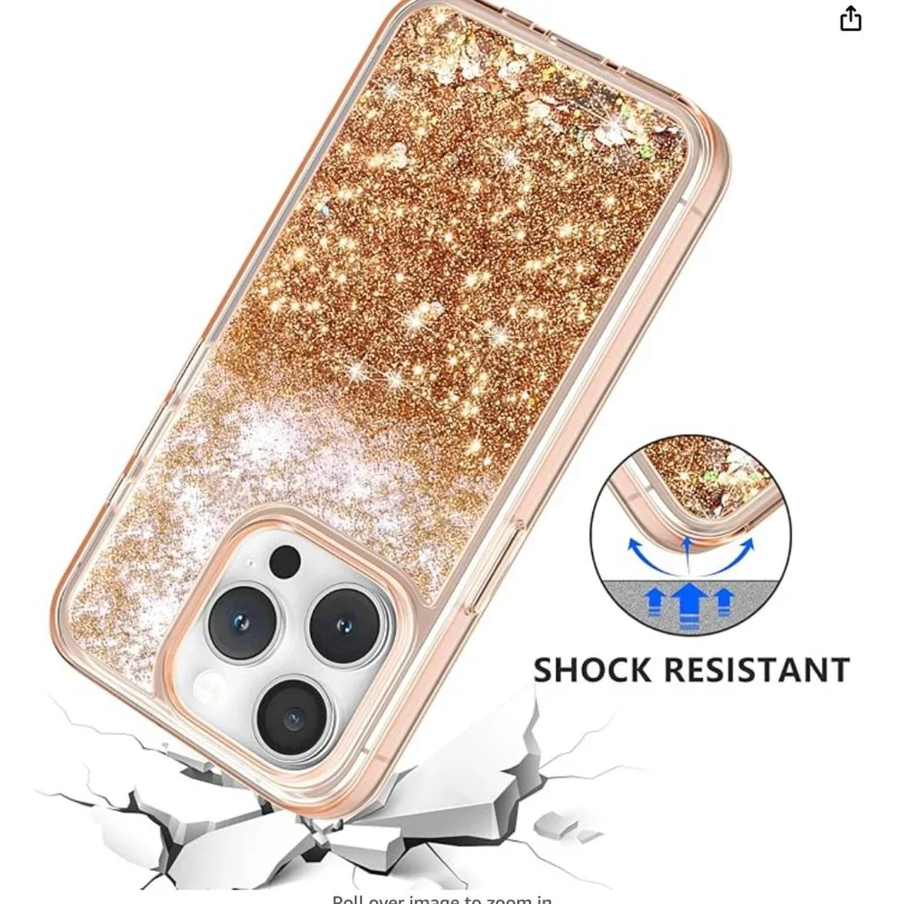 Iphone Case 14 Pro 6.1 Glitter Case Rose Gold by Wollony